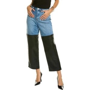 NEW Revolve BLANKNYC The Baxter Jeans Blue Lights Contrast Leather Straight - 25